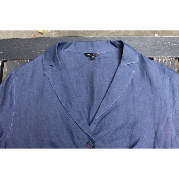 TARA JARMON Paris -"Ingrid" Lightweight Linen Blazer in Blue, 42, Made in France - Picture 6 of 10
